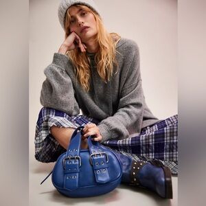 Free People Navy / Royal Blue Leather Women's Bag